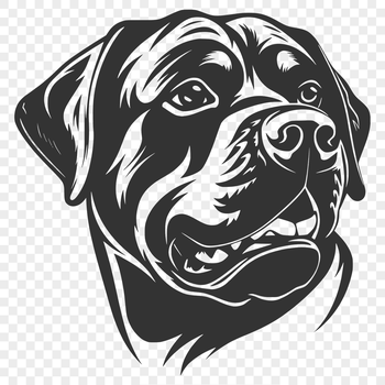 A high-quality vector illustration of a rottweiler's head, suitable for graphic design projects requiring animal graphics.