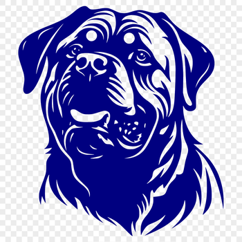 A vector illustration of a Rottweiler's head, suitable for digital design and commercial use.