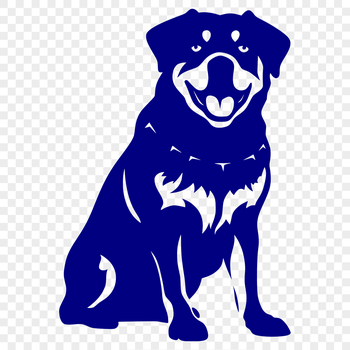 Close-up illustration of a Rottweiler breed dog in full body sitting posture.