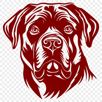 A digital illustration of a Rottweiler's head, suitable for use in graphic design projects.