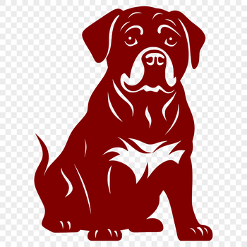 A full-body illustration of a sitting Rottweiler dog in vector format.