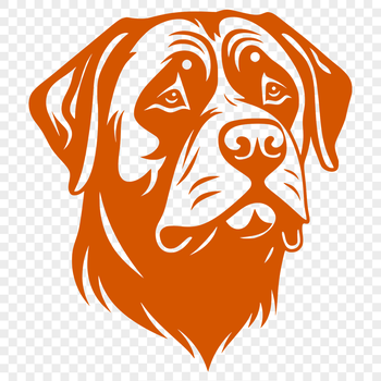 A stylized vector illustration of a Rottweiler's head.