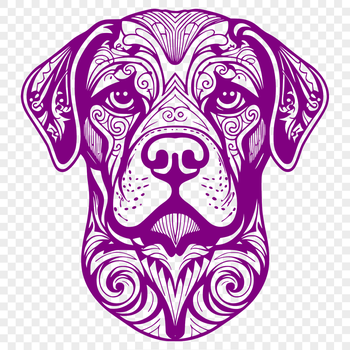 A detailed illustration of a Rottweiler dog's head in vector format.