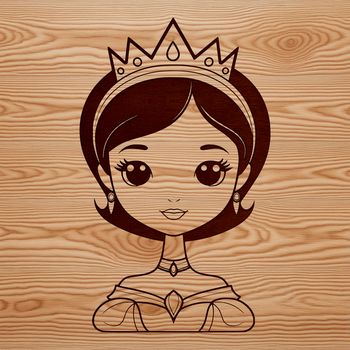 A young female character in a princess costume, suitable for digital crafting and cutting machine projects.