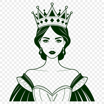 A vector illustration of a female character dressed as a princess, suitable for various digital applications.