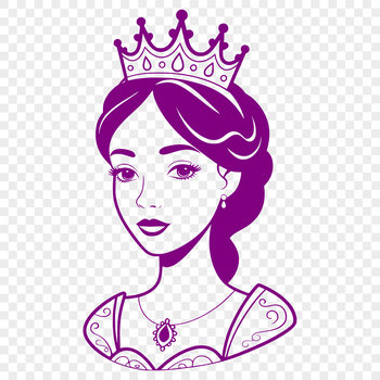 A young female princess in a medieval-inspired costume, suitable for use as clip art or vector design.