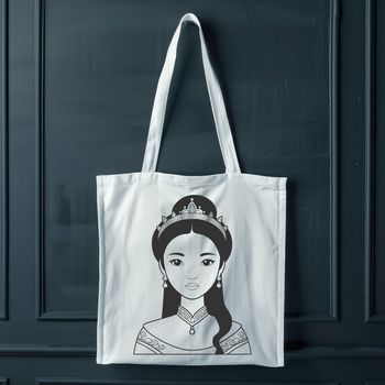An SVG graphic featuring a cartoonish representation of a girl in a royal crown and dress.