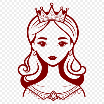 A princess illustration created in vector format, suitable for cutting machines or laser cutters.