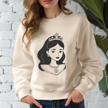 Vector illustration of a young female princess in traditional attire.