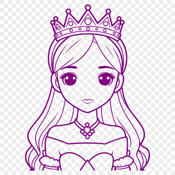 A young female princess in a traditional royal dress, suitable for vector art and cutting machine designs.