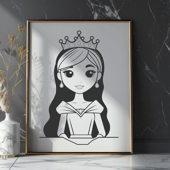 A young female royalty character designed as vector art.