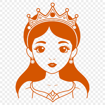 A young female character dressed in royal attire, suitable for vector design.