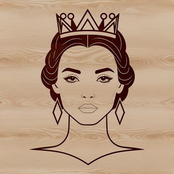 A vector graphic design featuring a woman dressed as a princess.