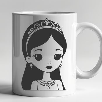 An elegant vector graphic representation of a girl wearing a tiara and royal clothing.
