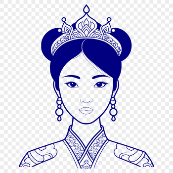 Illustration of a young female princess in a regal pose.