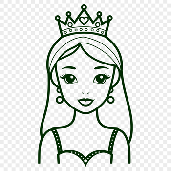 A young female character in royal attire, suitable for vector design projects.