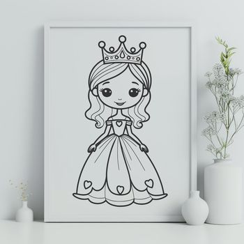 A royalty-inspired illustration of a female character in a traditional princess attire.