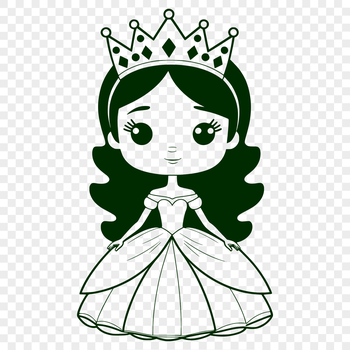 A digital illustration of a female princess character, suitable for vector design and printing.