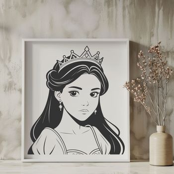 Vector illustration of a female princess character in a regal pose.