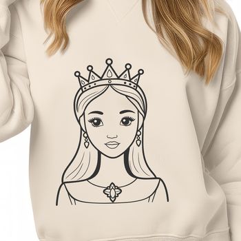 A vector graphic design featuring a royal girl as the main subject.
