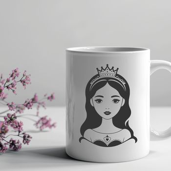 A digital illustration of a princess character in a traditional fairy tale setting.