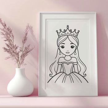 A stylized illustration of a young female princess in a traditional royal outfit.