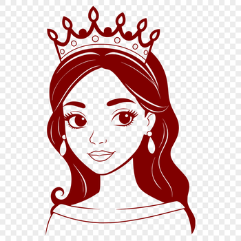 A vector graphic design featuring a girl dressed as a princess with a regal demeanor.