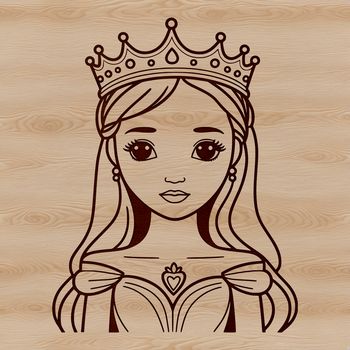A digital illustration of a young female princess in traditional attire.