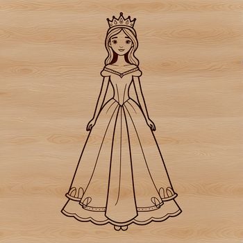 A young girl depicted in a royal gown, suitable for various design projects.