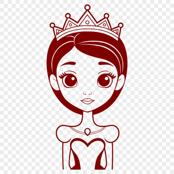 A young female princess character designed as vector art, suitable for cutting machine stencils or digital designs.