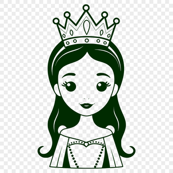 A digital illustration of a young female in royal attire, suitable for use as clip art.