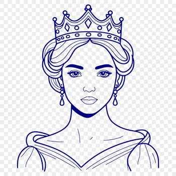 A detailed illustration of a female princess character, designed as a vector graphic.