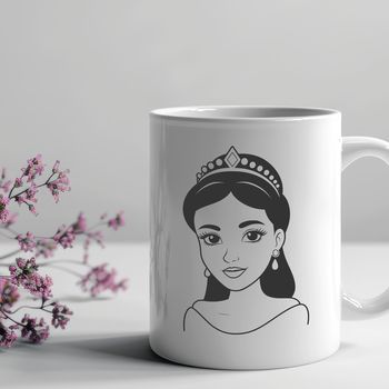 A young female character in a princess costume, ideal for cutting out with a Cricut or laser cutter.