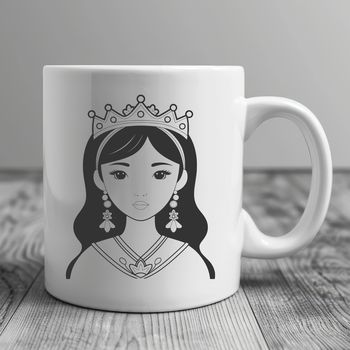 A royalty-free vector design featuring a girl in a royal dress.