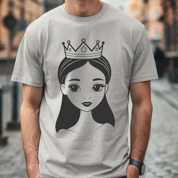 A young female character in royal attire, suitable for vector art design.