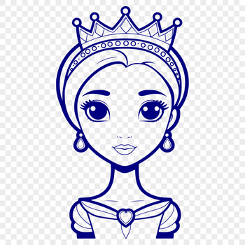A young female character in a royal dress and crown, depicted as a vector illustration.