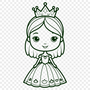 Female character illustration in a royal dress, suitable for digital and craft projects.