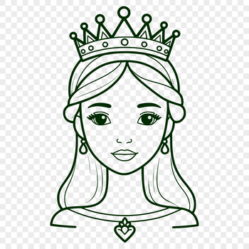 A young female princess with a gentle expression, suitable for various designs and projects.