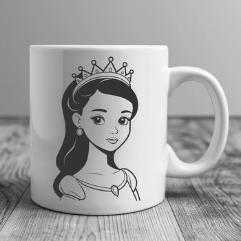 A stylized illustration of a young female princess in a traditional regal attire.