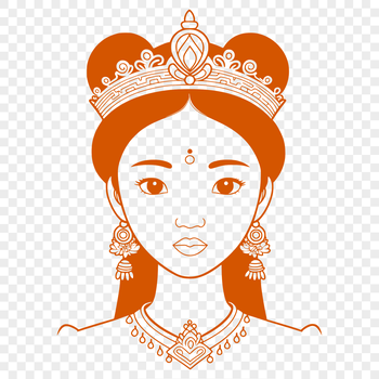 A royalty-inspired female character in a medieval-style dress.
