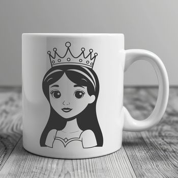 A royalty-inspired illustration of a girl in a princess costume, created using scalable SVG technology.