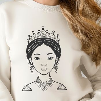 A young female princess character designed in vector format, suitable for various digital applications.