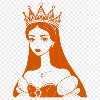 A female royalty character in a regal pose, suitable for vector graphics and cutting machine designs.