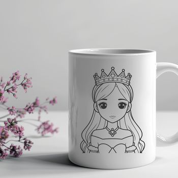 A vector illustration of a young princess with regal attire.