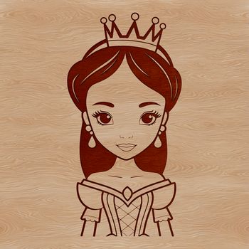 Female royalty character in a simple, outline style vector illustration suitable for digital crafting and design.