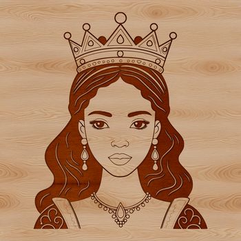 A digital illustration of a young princess in a flowing gown.