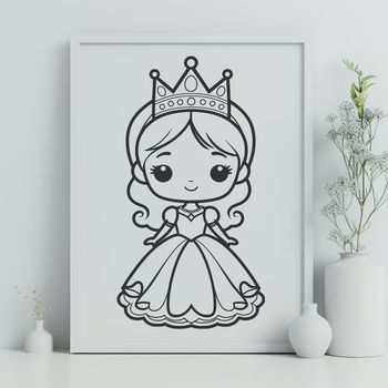 Female princess character designed as vector art for cutting machine stencils.