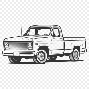 A detailed illustration of a pickup truck with bold lines and solid colors, suitable for vector graphics design.