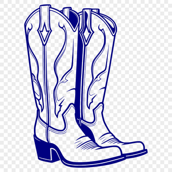 Vector illustration of traditional cowboy boots with intricate details.