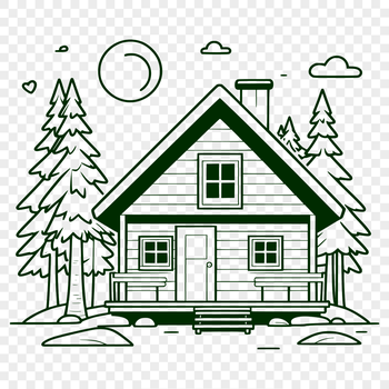 A simple cabin design made from vector shapes in an SVG format.